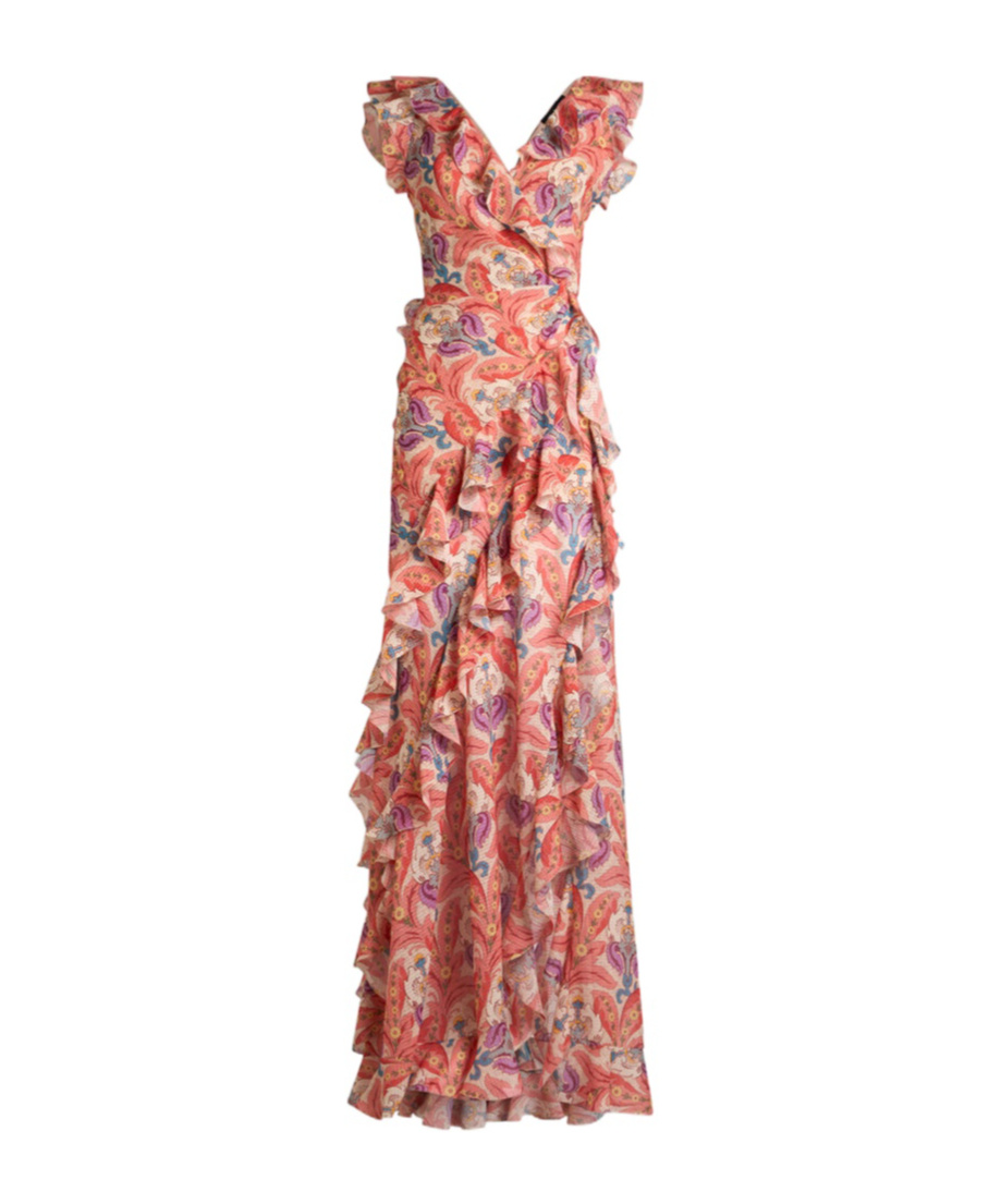 Etro Long Dress With Ruffles And Cut-out