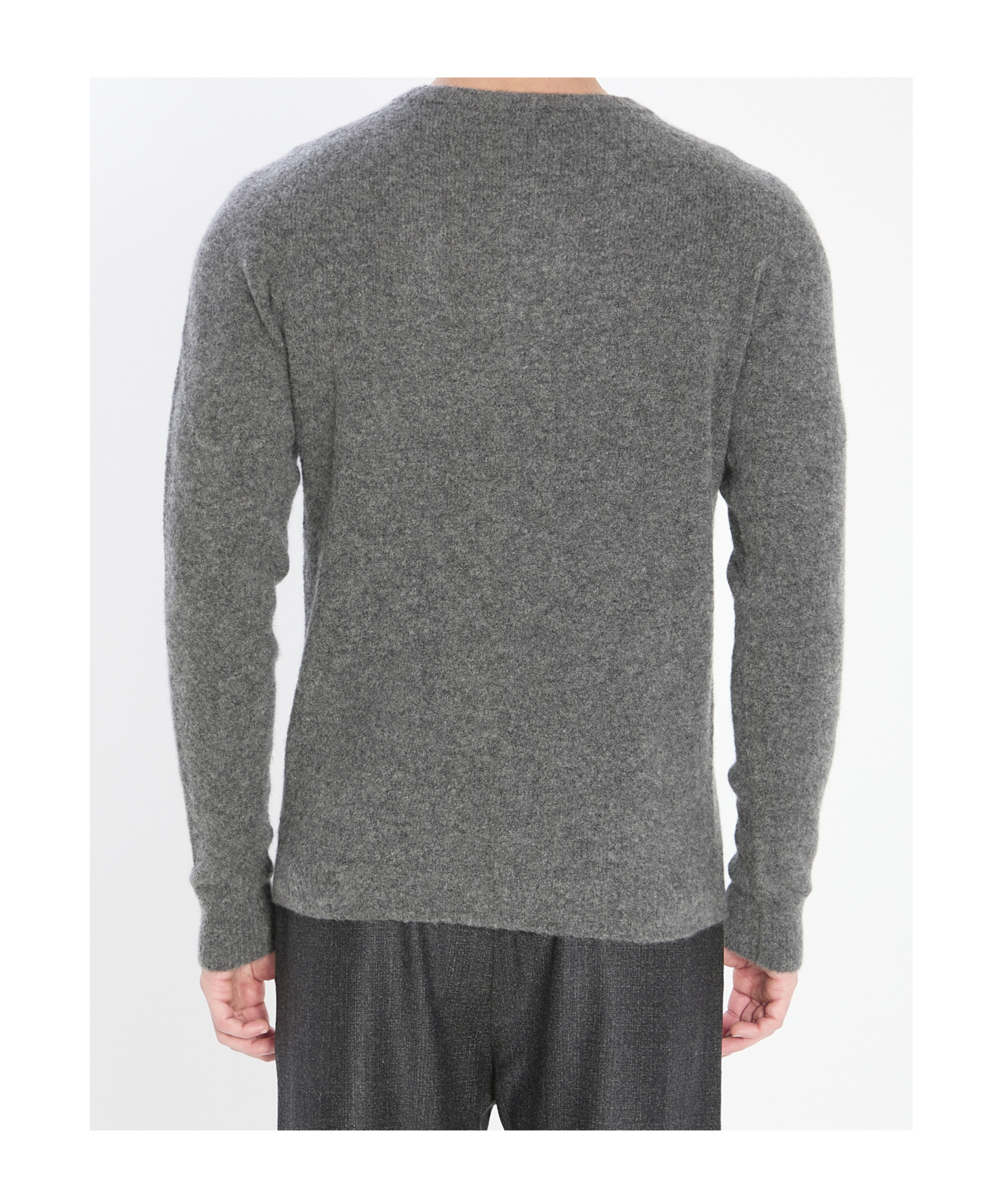 Roberto Collina Crewneck Cashmere-blend Sweater In Gray