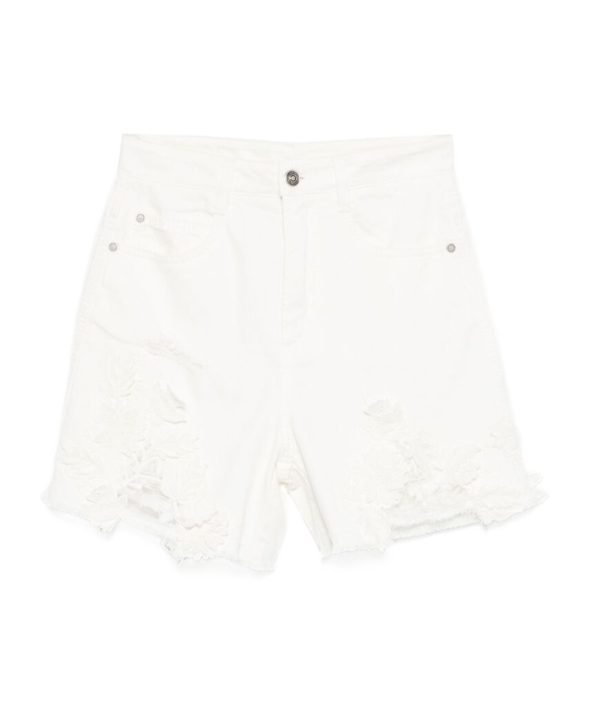 Ermanno Scervino Bermuda Shorts Frayed Hem Detail In White