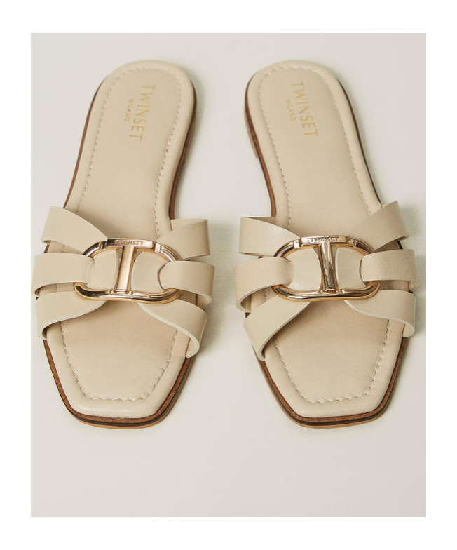 TWINSET LOGO-BUCKLE SLIDES