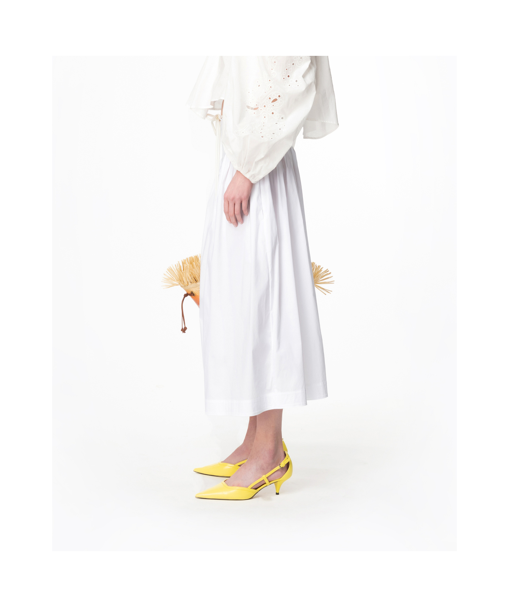 Pinko Grinch Drawstring Midi Skirt In White