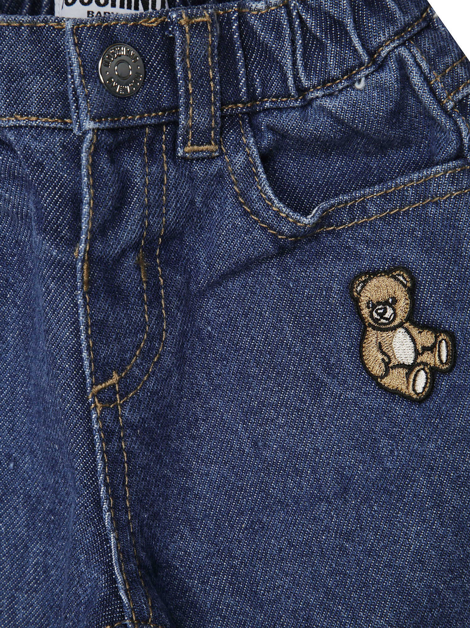 Moschino Teddy-embroidered Denim Jeans In Blue