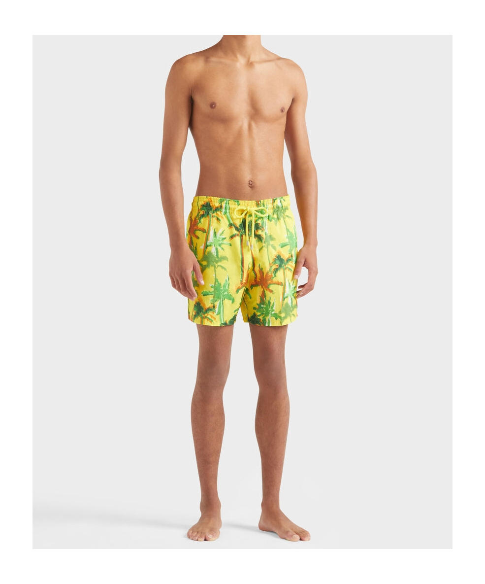 Vilebrequin Ultra-light And Packable Swim Shorts Palms Offset In Yellow
