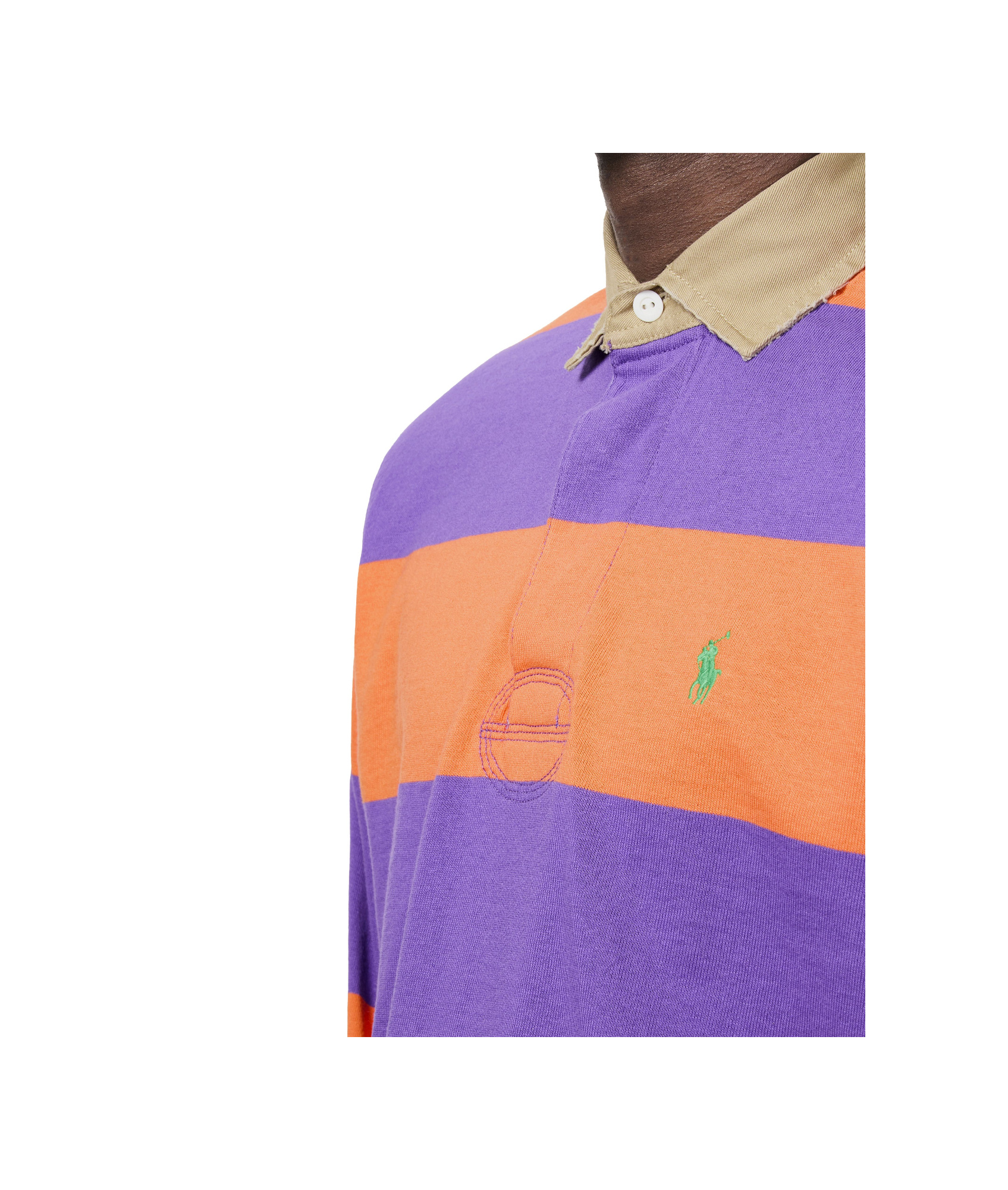 Shop Polo Ralph Lauren Long Sleeved Polo Rugby In Kona Orange/tie Purple