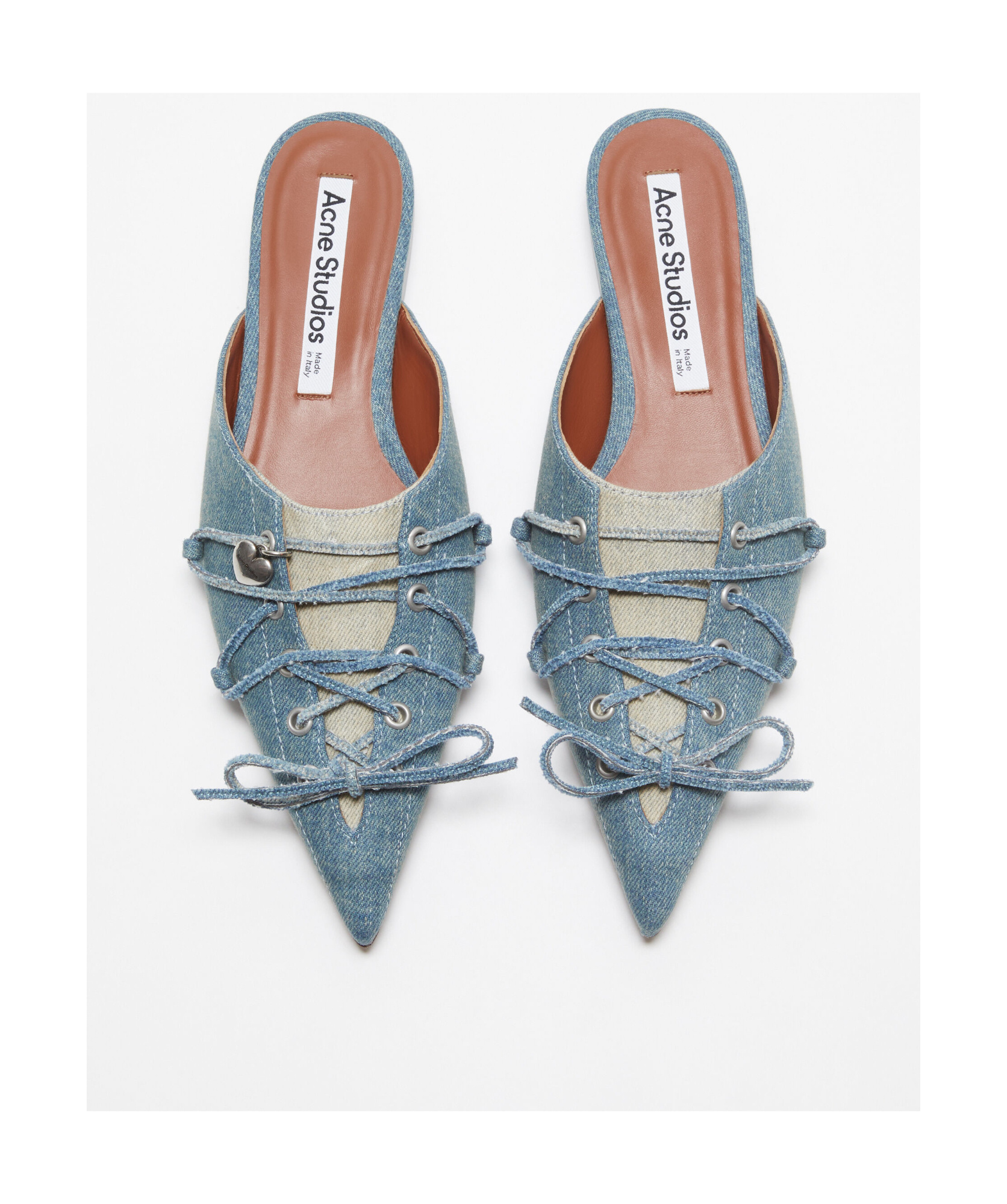 Acne Studios Blue Lace-up Mules In Multicolor