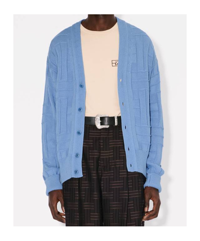 KENZO 'KENZO WEAVE' EMBROIDERED CARDIGAN IN COTTON