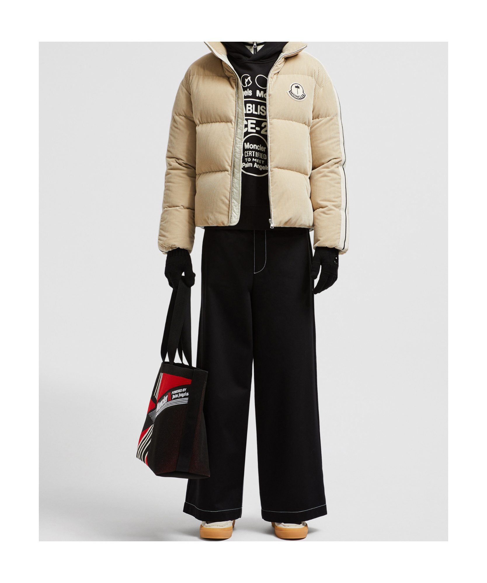 Moncler X Palm Angels Cotton Belt-loop Casual Pants In Black