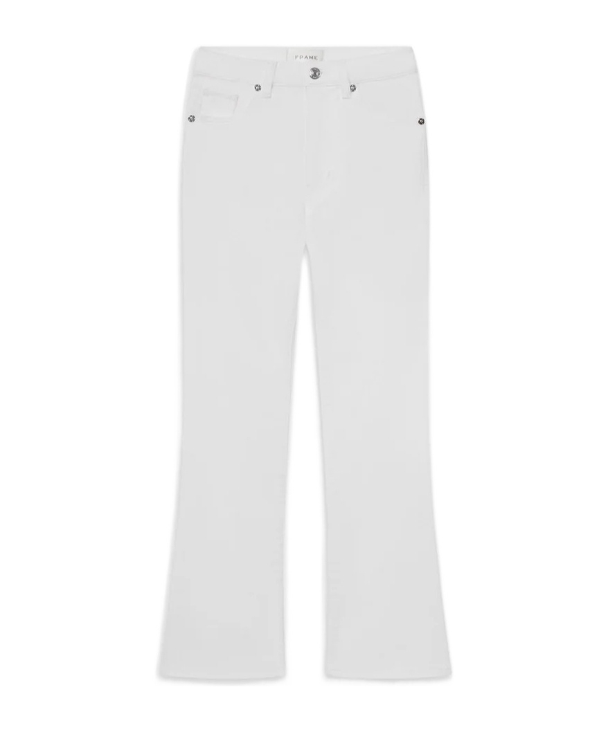 Frame High-waisted Flared Casual Pants In White