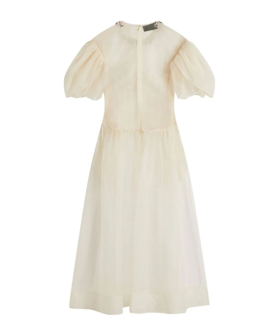 Simone Rocha Crystal-embellished Silk-organza Midi Dress In Nude