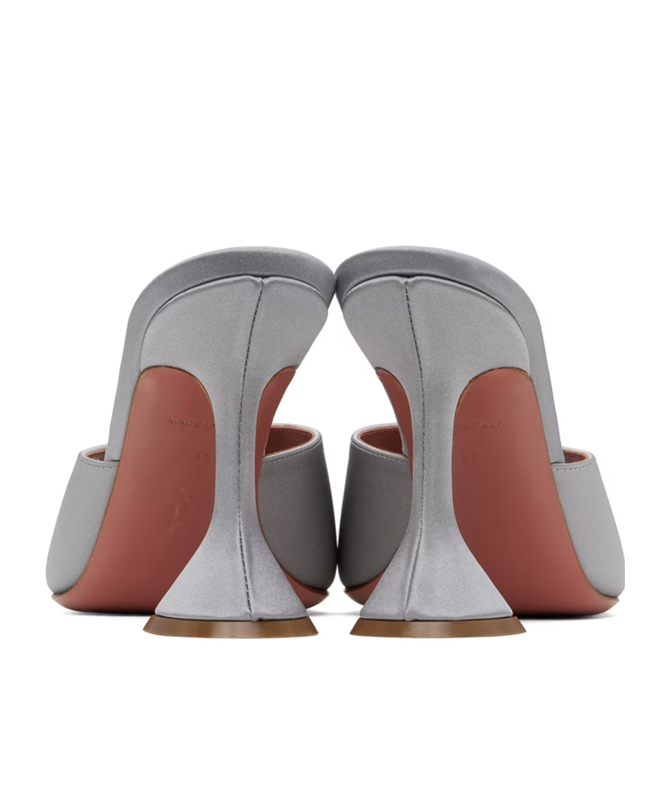 Shop Amina Muaddi Lupita Square-toed Heels Sandals In Gray