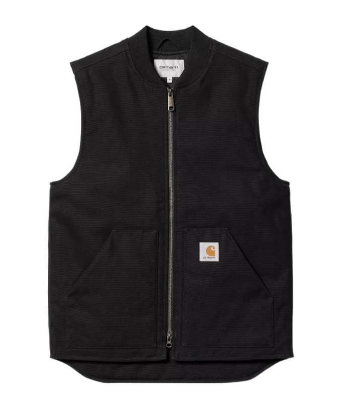 Carhartt Canvas Waistcoat Front Pockets Sleeveless Design In Black
