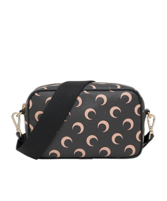 Marine Serre Moon Canvas Camera Shoulder Bag In Black