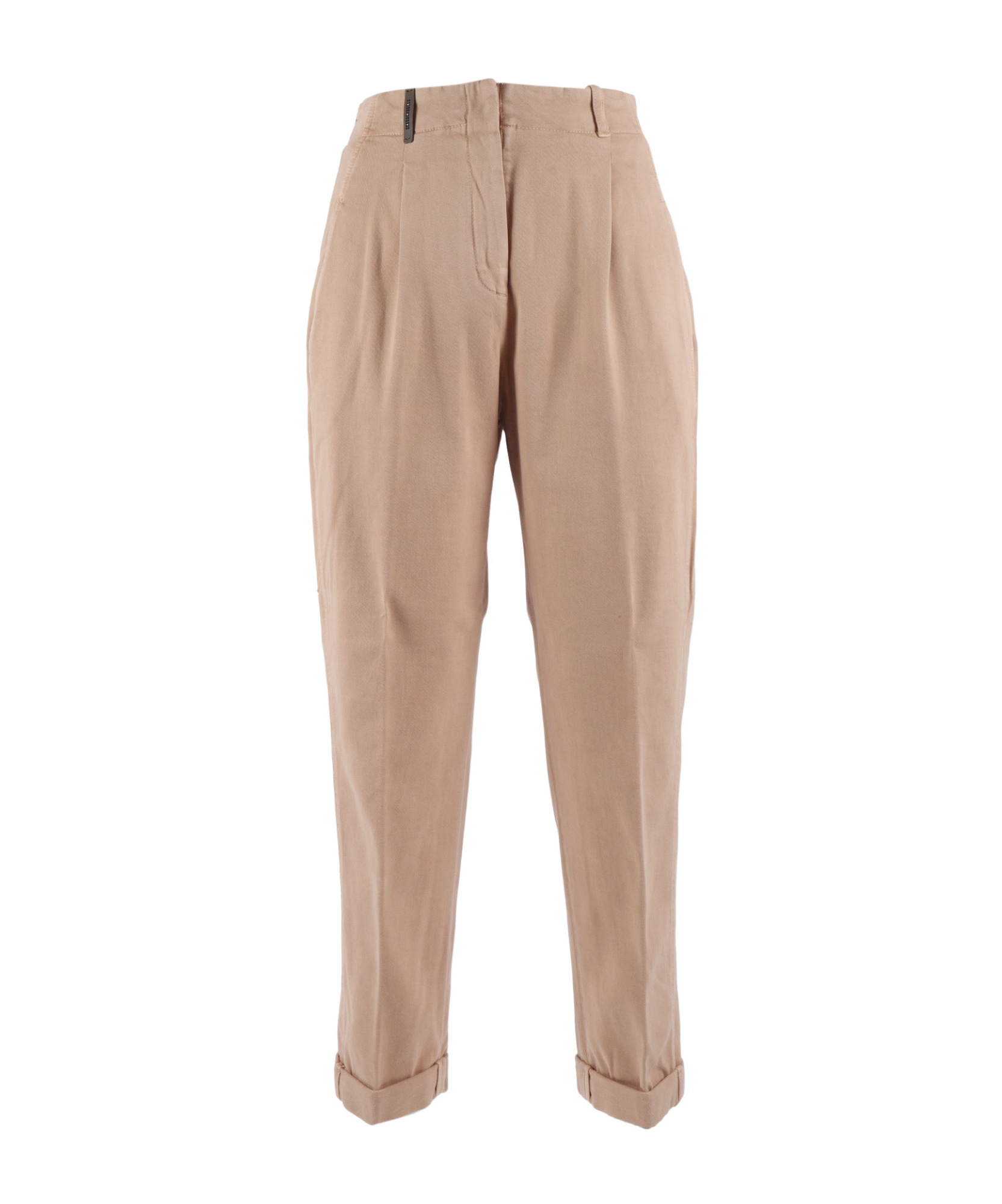 Peserico Cuffed Trousers With Front Pleats In Neutral