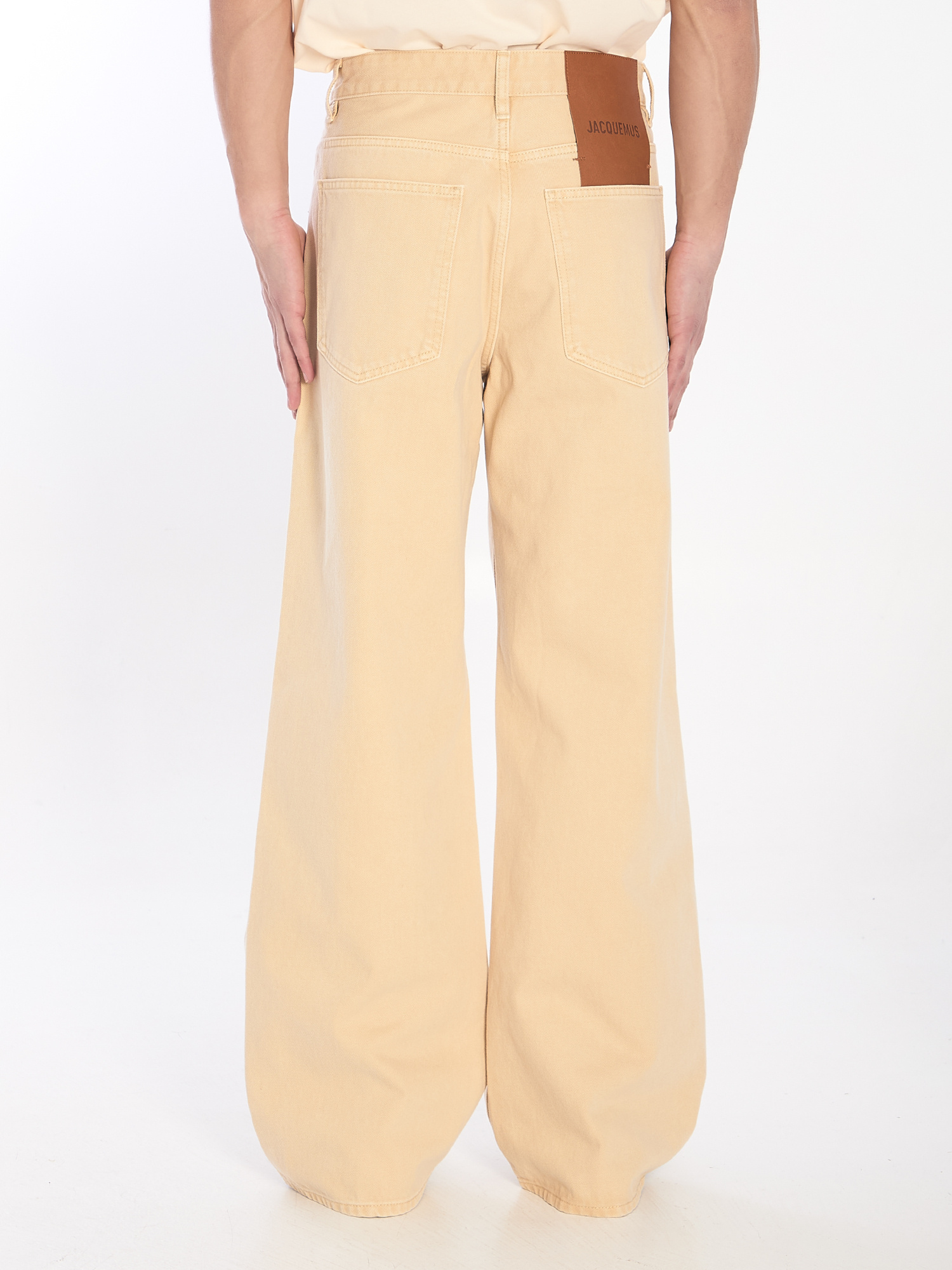 Jacquemus Denim Baggy Trousers Wide Legs In Yellow