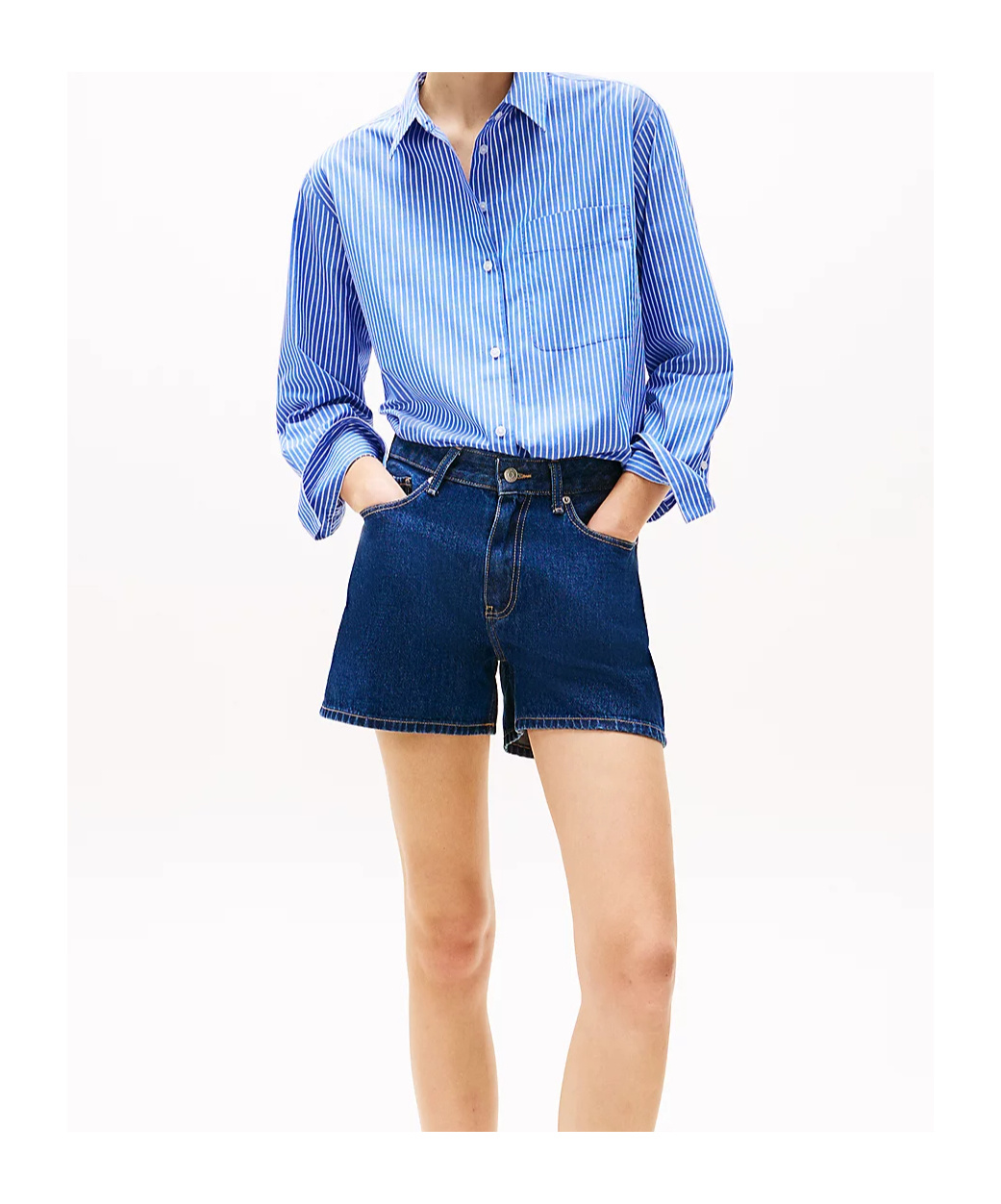 Tommy Hilfiger Oversized Fit Stripe Shirt In Blue Stp