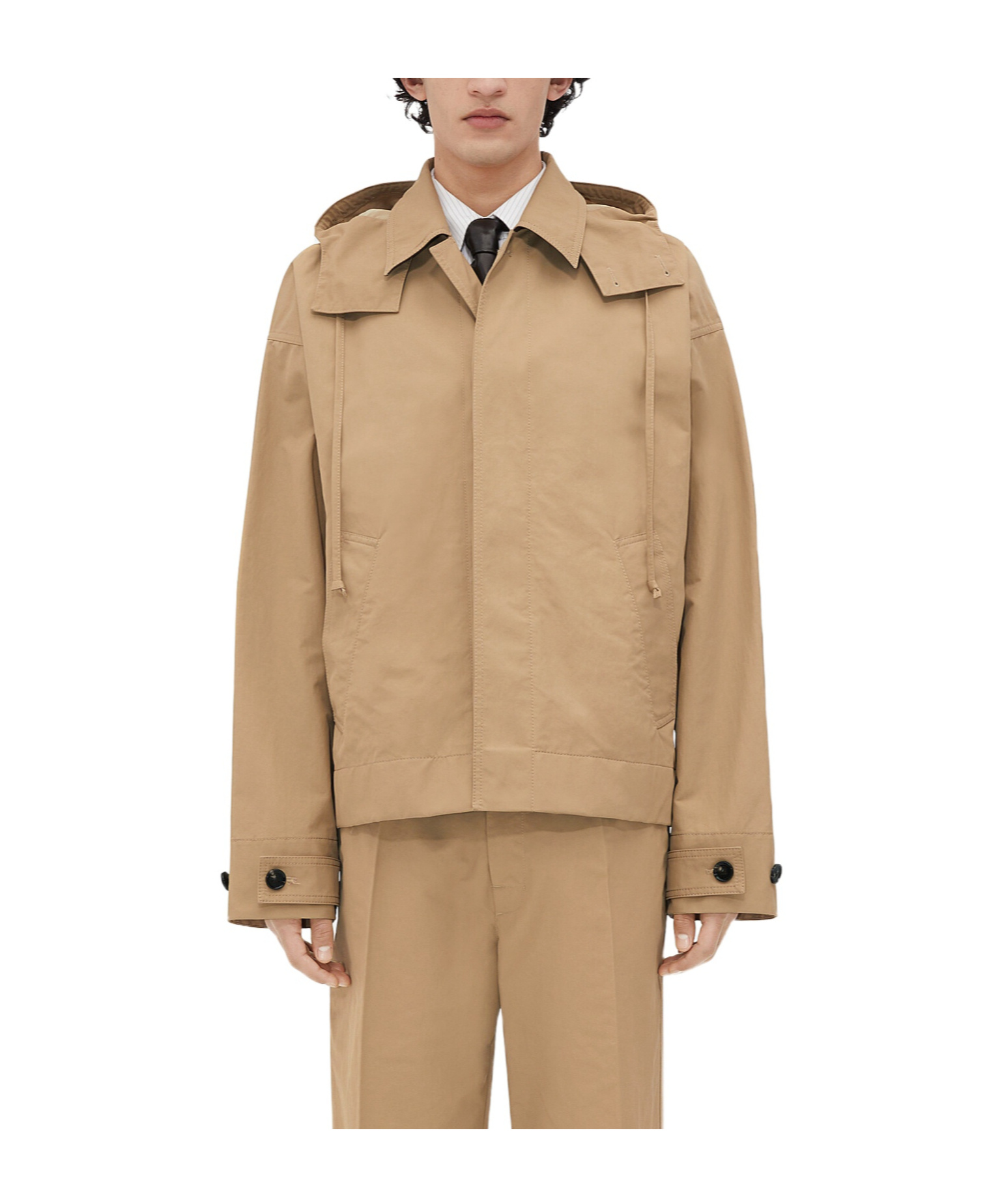 Bottega Veneta Beige Bi-color Tech Jacket In Brown