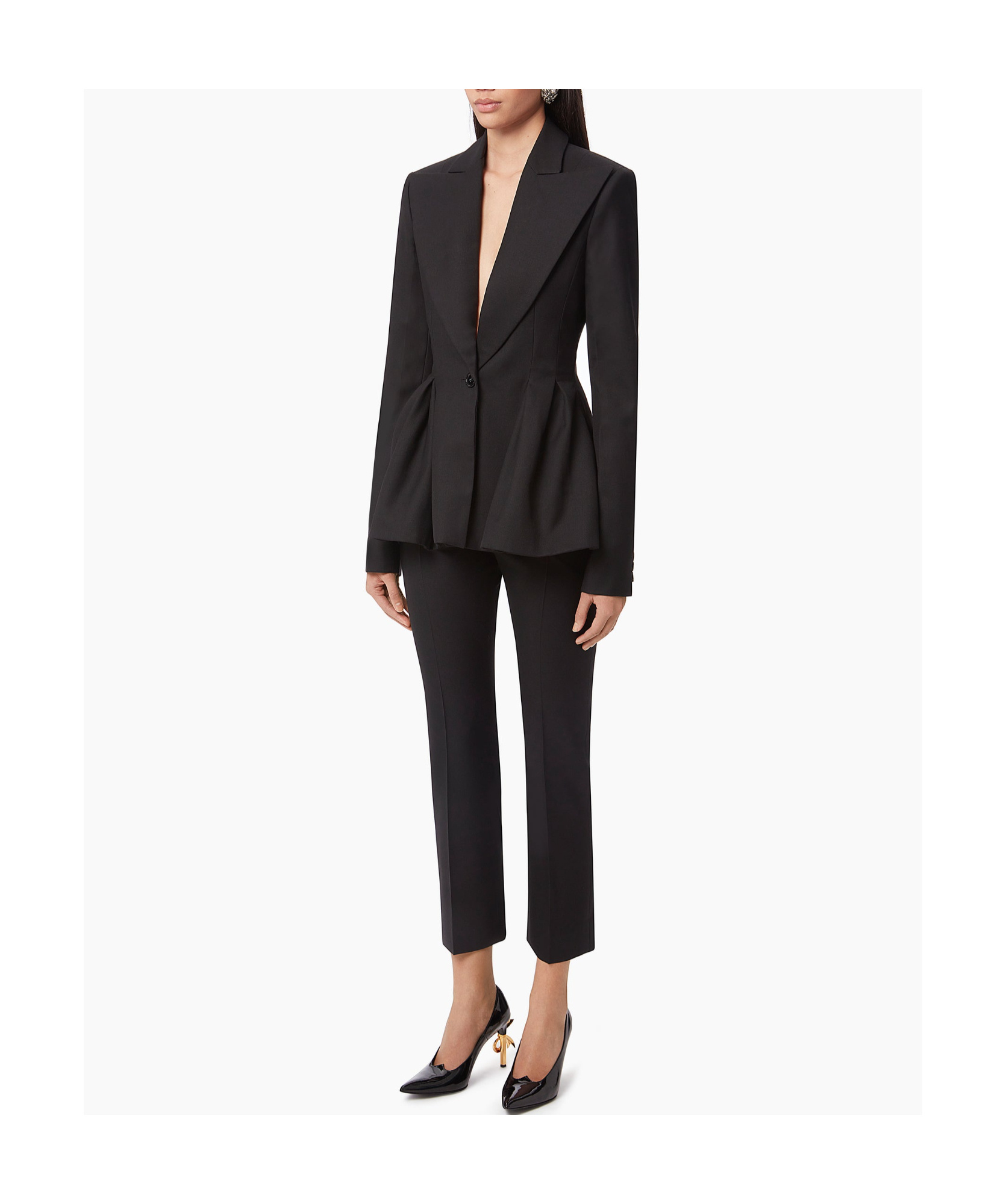 Shop Nina Ricci Peplum Hem Wool Blazer In Black