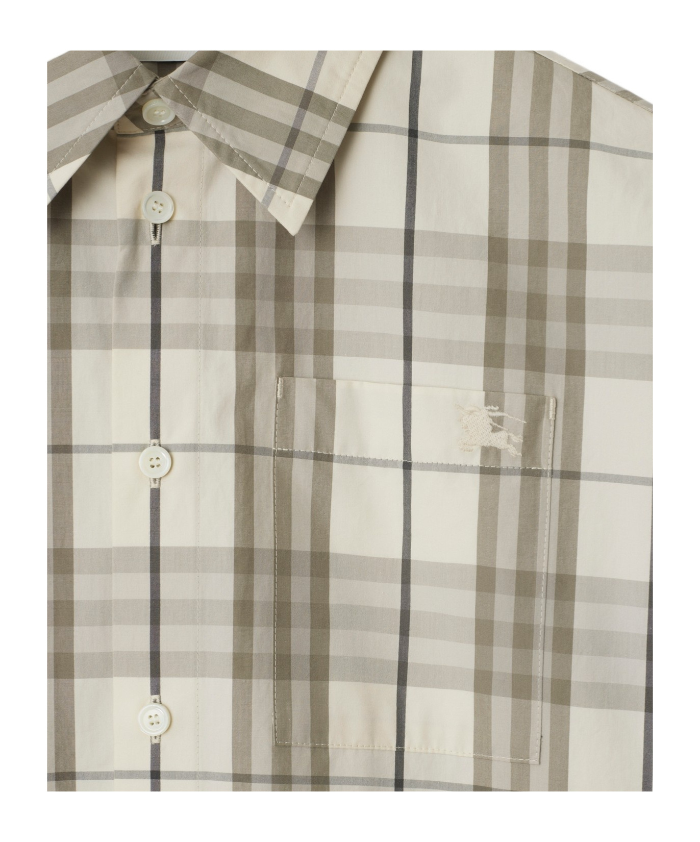 Burberry Check Cotton Button-down Shirt In Nude