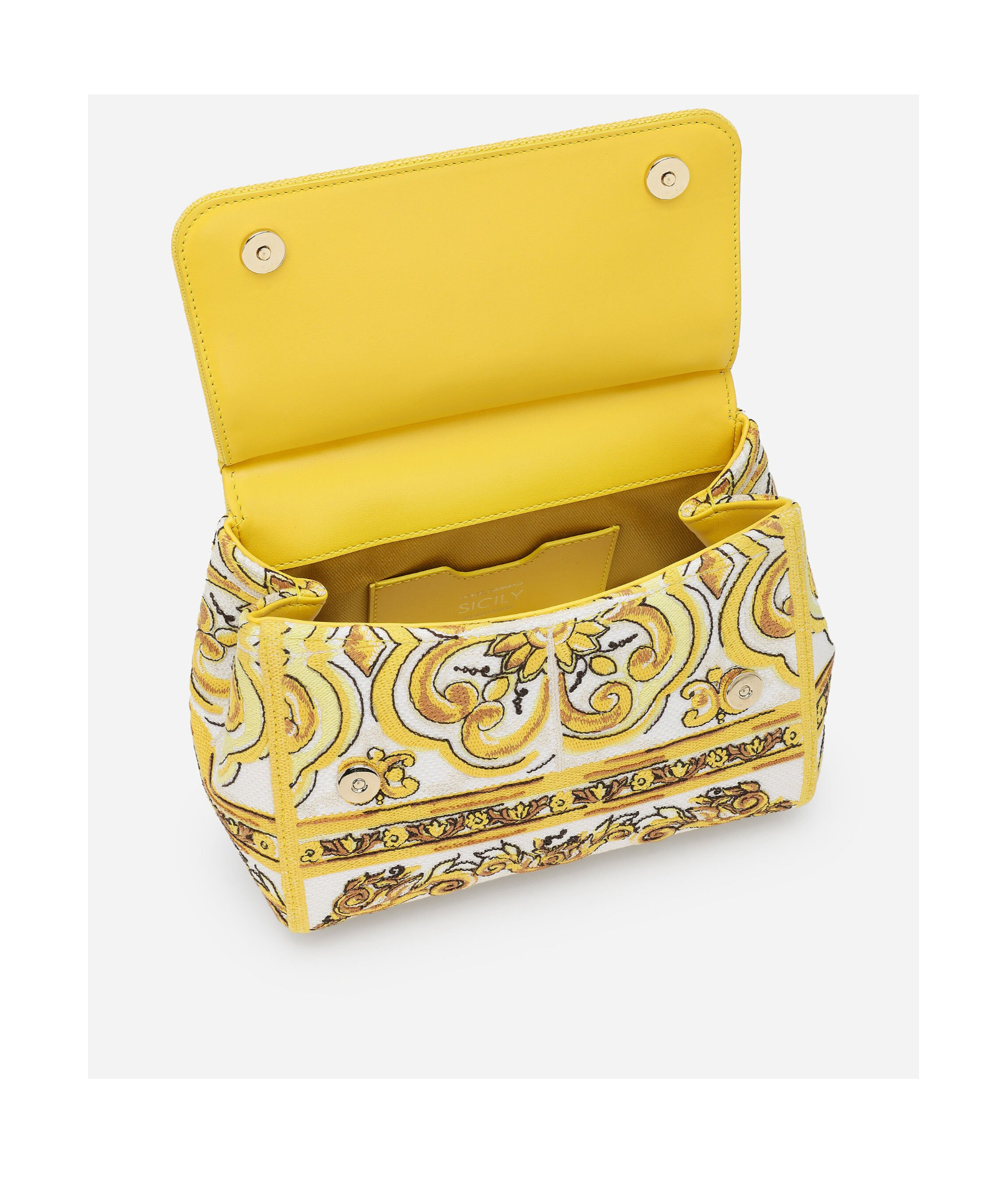 Shop Dolce & Gabbana Nedium Sicily Leather Tote Bag In Yellow