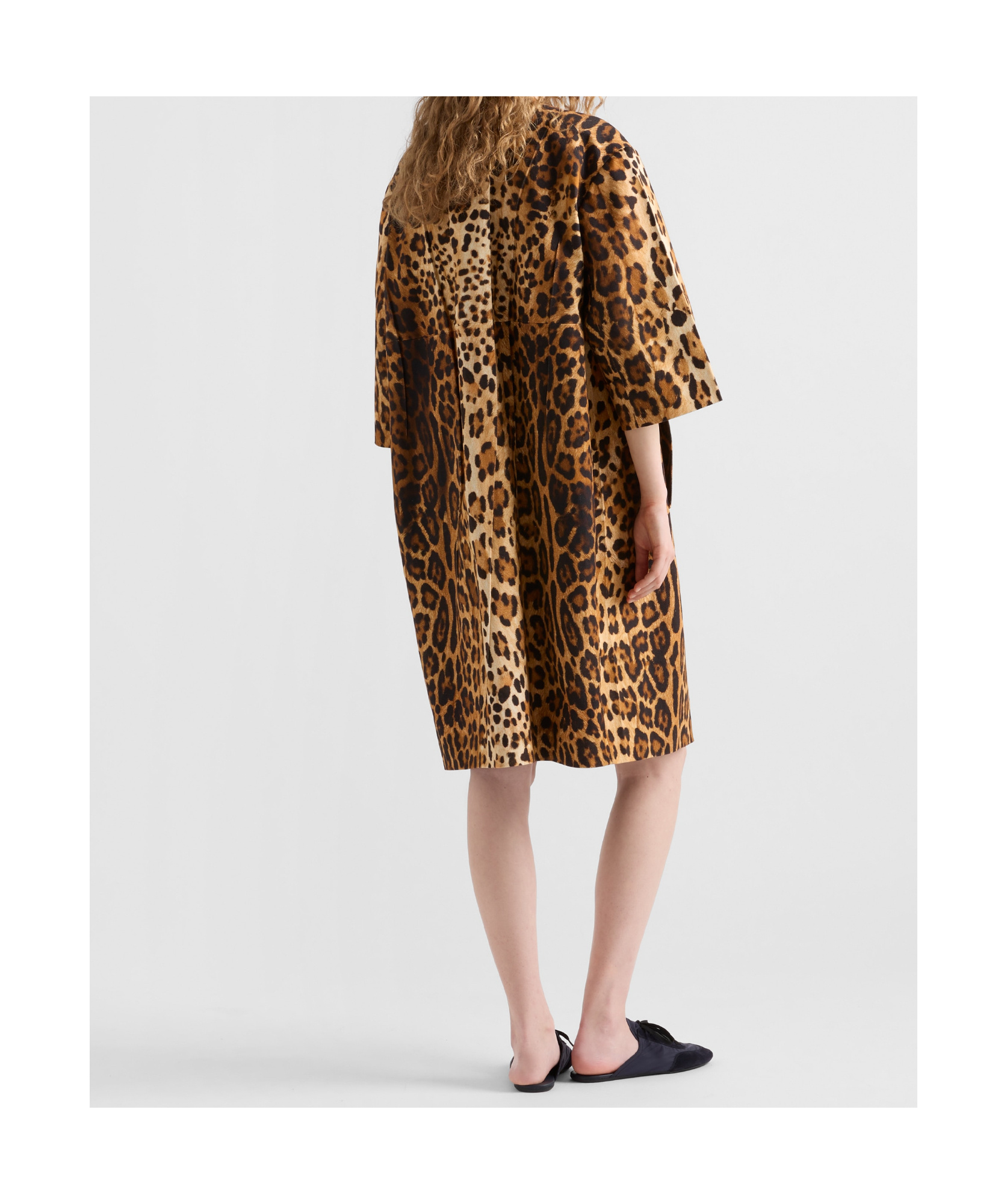 Prada Leopard Print Overcoat In Brown