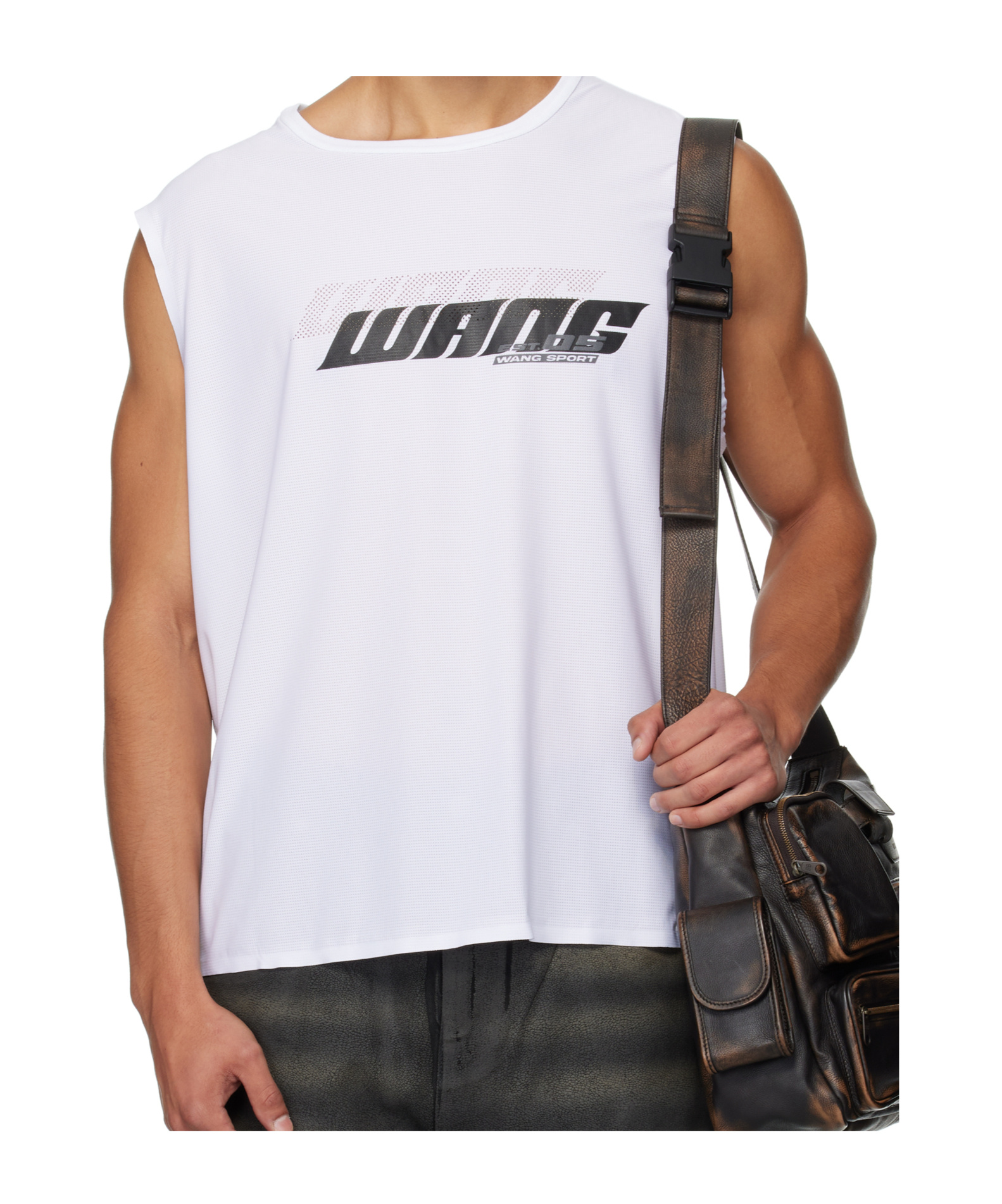 Alexander Wang White Graphic Logo Muscle Tank Top In White