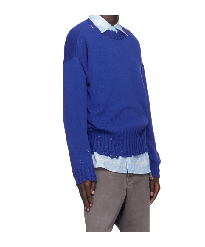 Marni Blue Twisted Crewneck Sweater In Blue