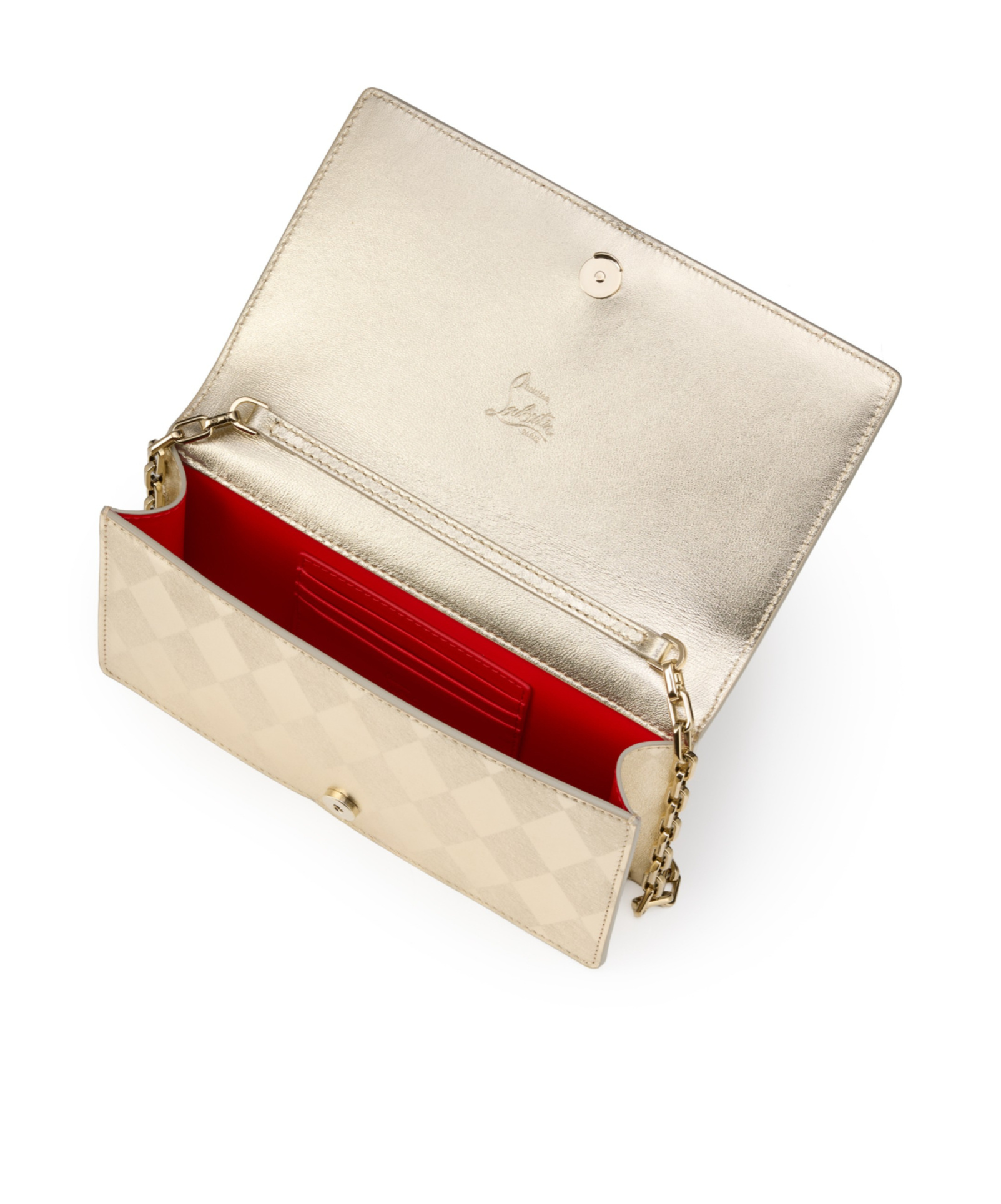 Christian Louboutin Bettina Patent Leather Clutch Bag In Brown