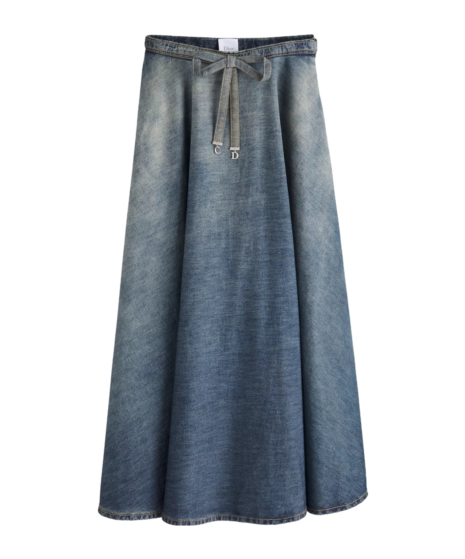 Dior Mid-length Belted Skirt In Blue