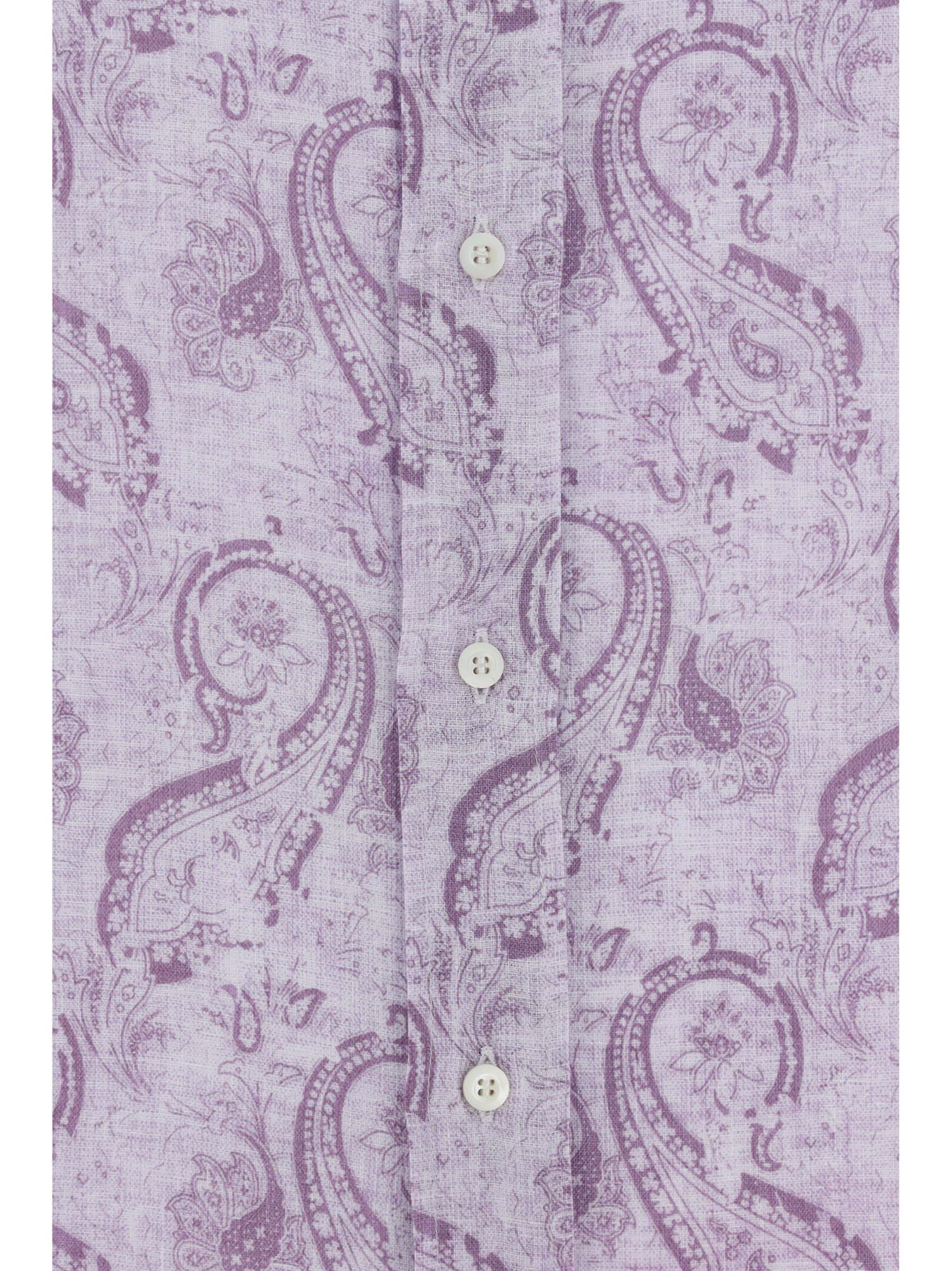 Brunello Cucinelli Linen Shirt Paisley Pattern In Purple
