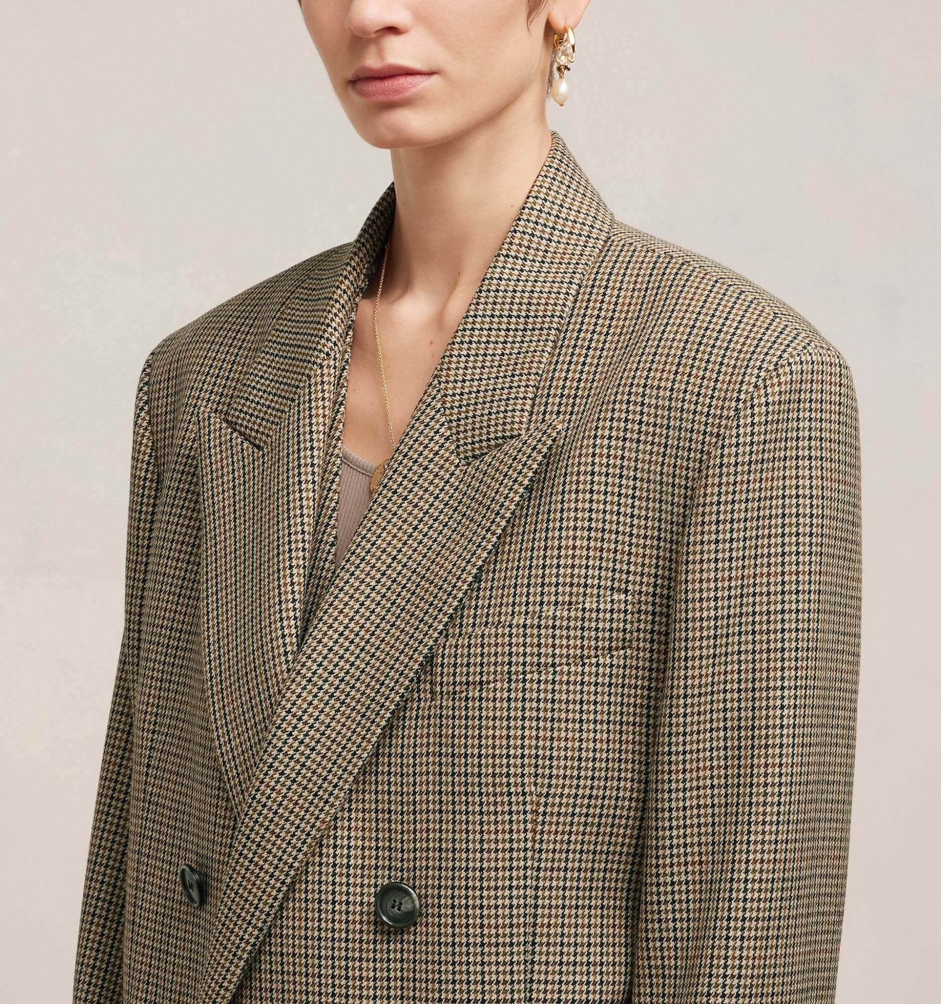 Shop Ami Alexandre Mattiussi Ami Paris Houndstooth Double Breasted Blazer In Brown