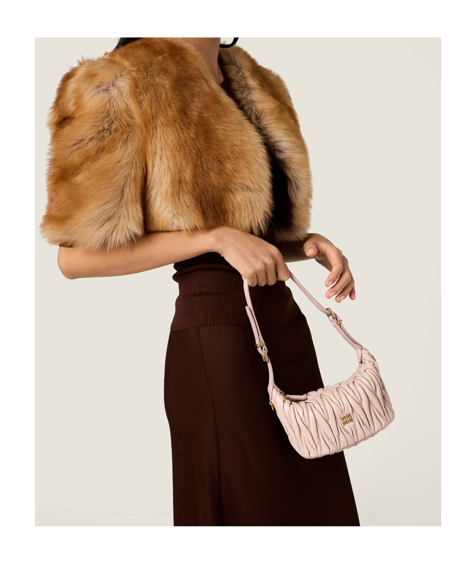 Miu Miu Quilted Nappa Leather Tote Bag In Nude