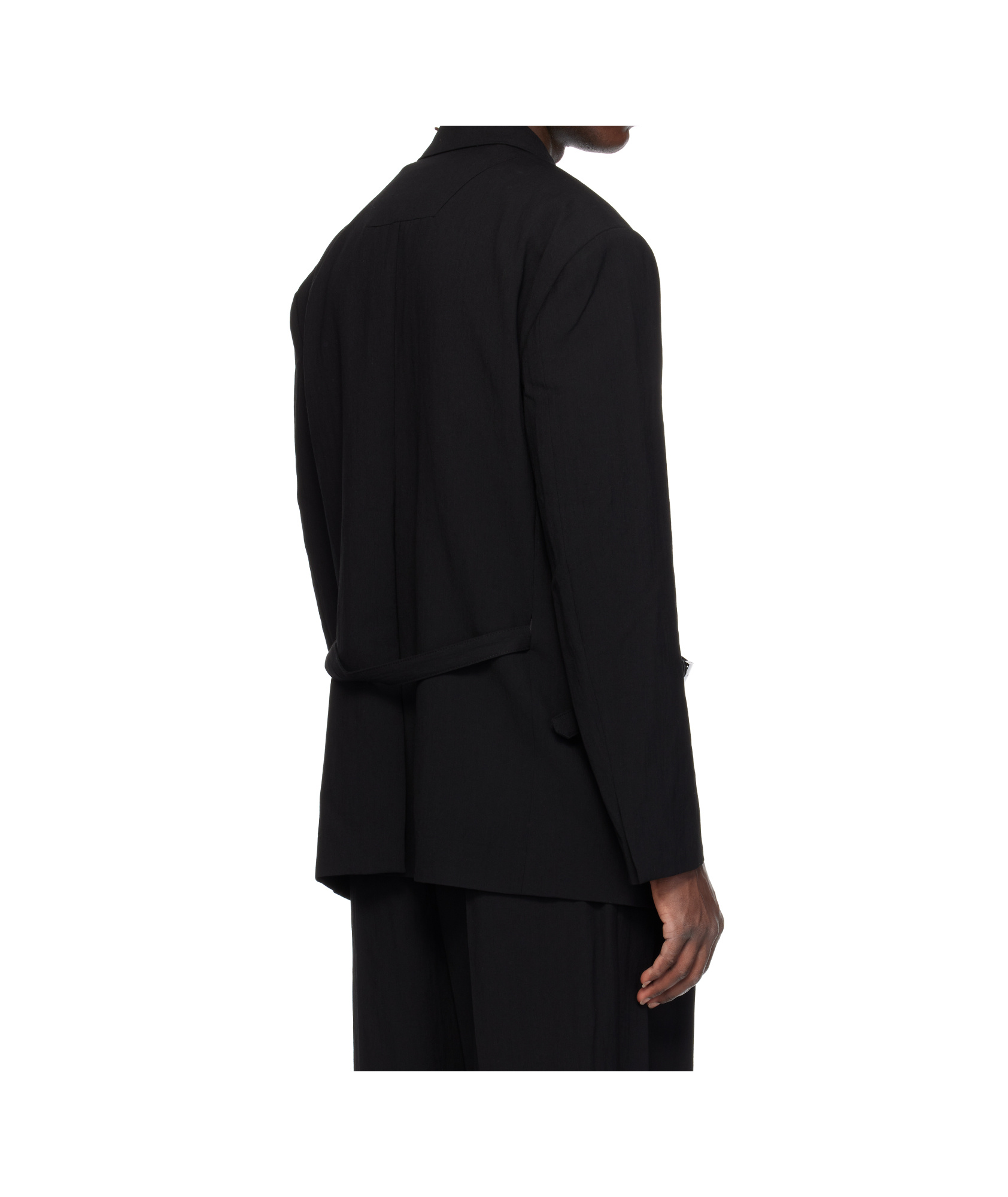 Juunj Black Wool Nylon Strap Blazer In Black
