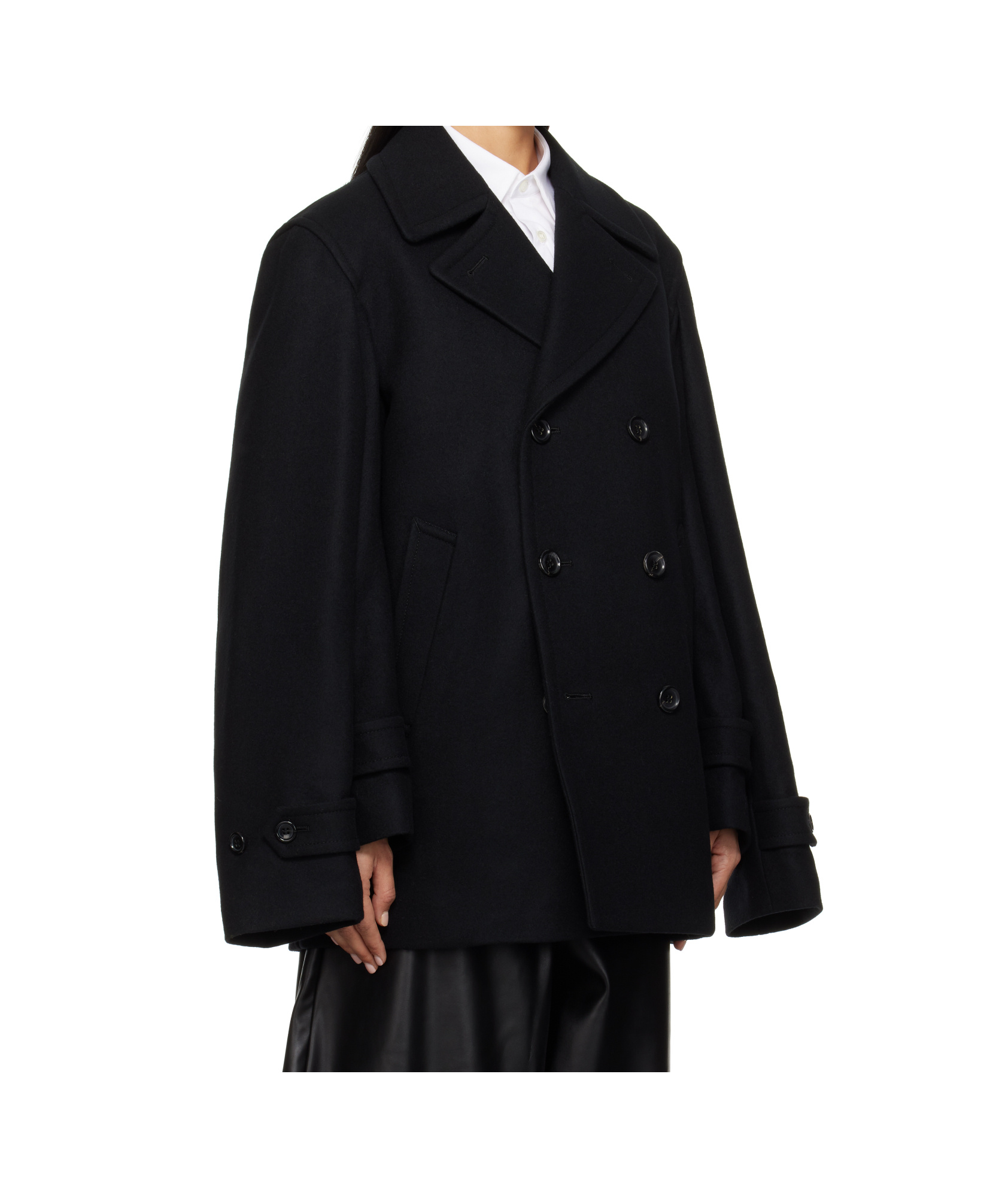 COMME DES GARÇONS BLACK WOOL SHORT BEAVER JACKET