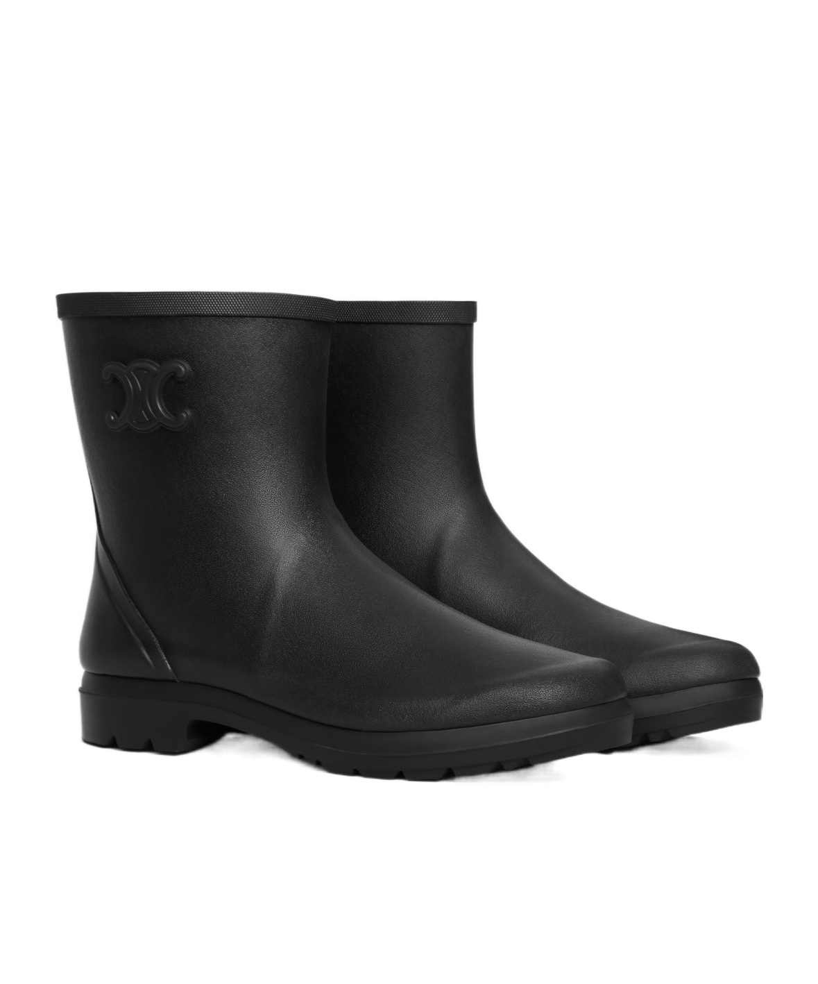 Celine Triomphe Mid-height Rain Boots In Black