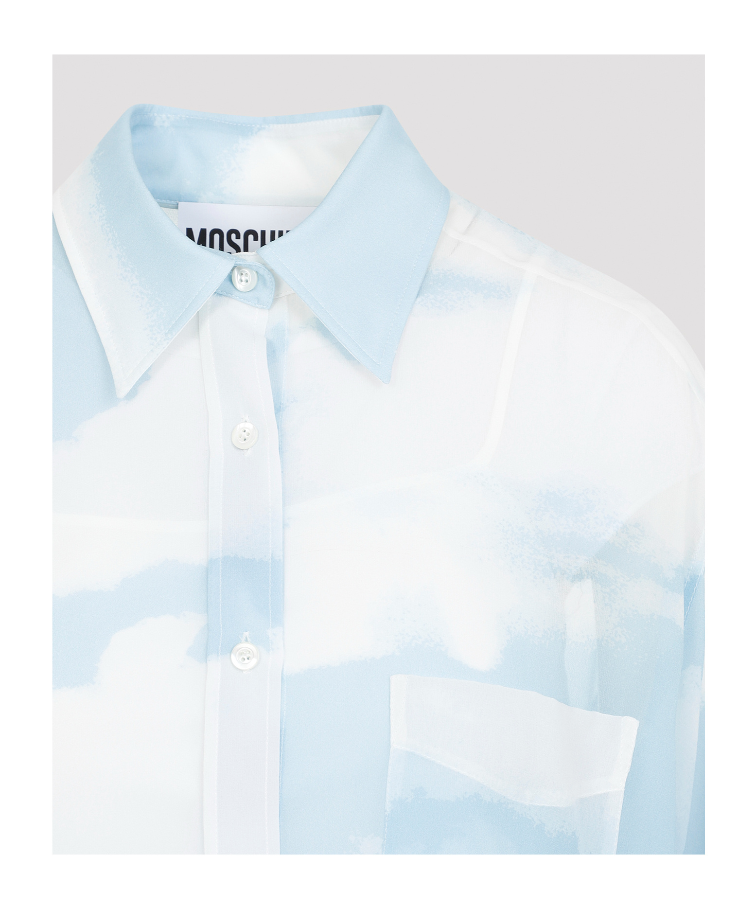 Moschino Blue Silk Long-sleeved Shirt In Blue