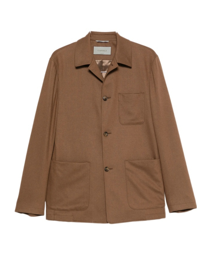 Canali Long-sleeved Shirt Jacket In Brown