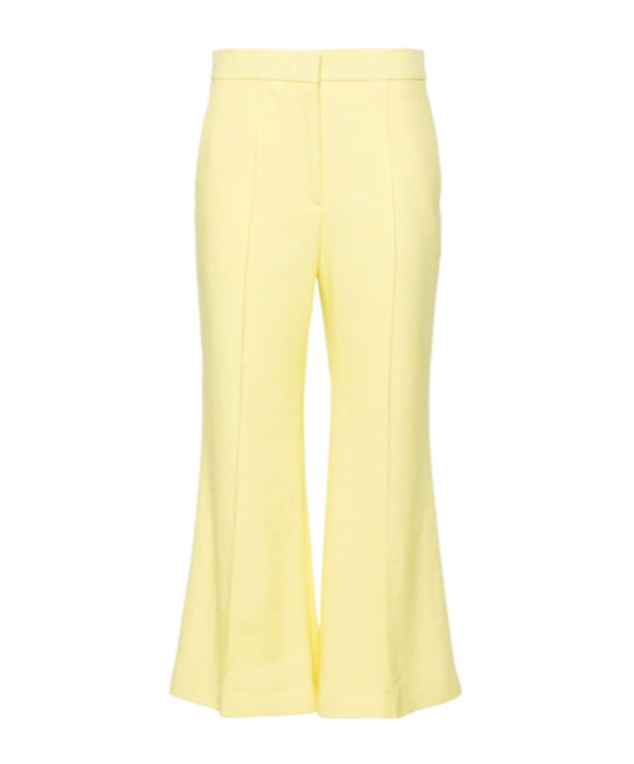 Msgm Mid-rise Cropped Trousers In Yellow