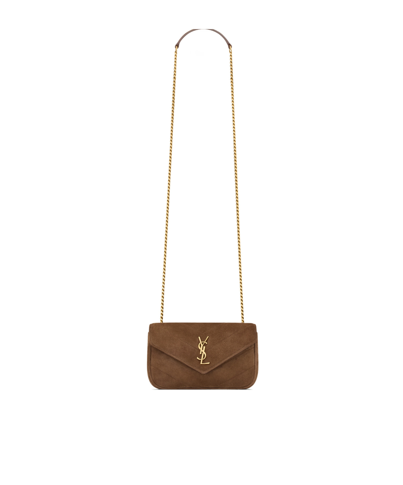 Saint Laurent Loulou Mini In Suede In Brown