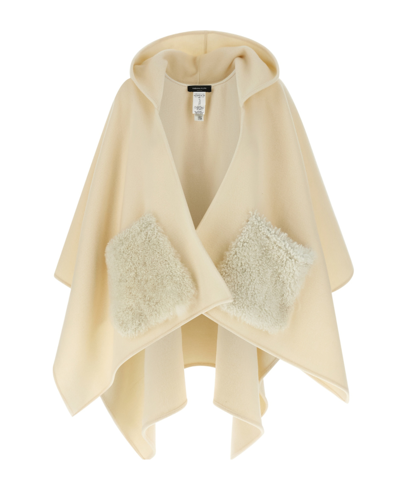 Fabiana Filippi Draped Hooded Cape Textured Pockets In Neutral