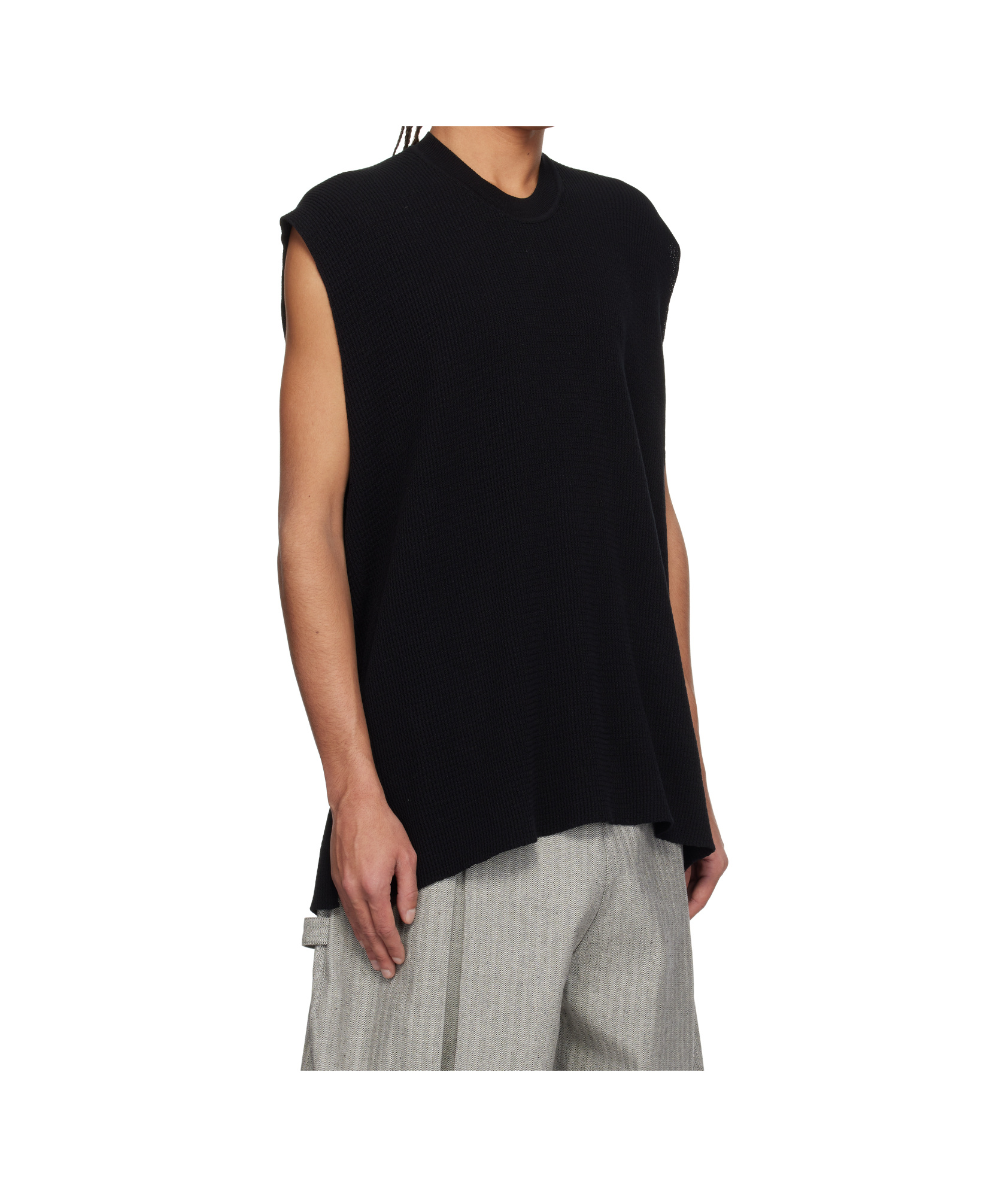 Shop Issey Miyake Tight Twist Cotton Knit Vest In Black