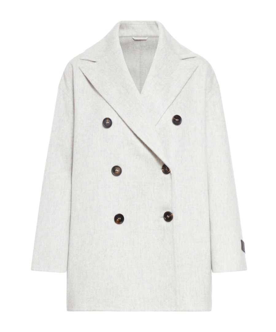 Brunello Cucinelli Monili Bead-embellished Peacoat In White