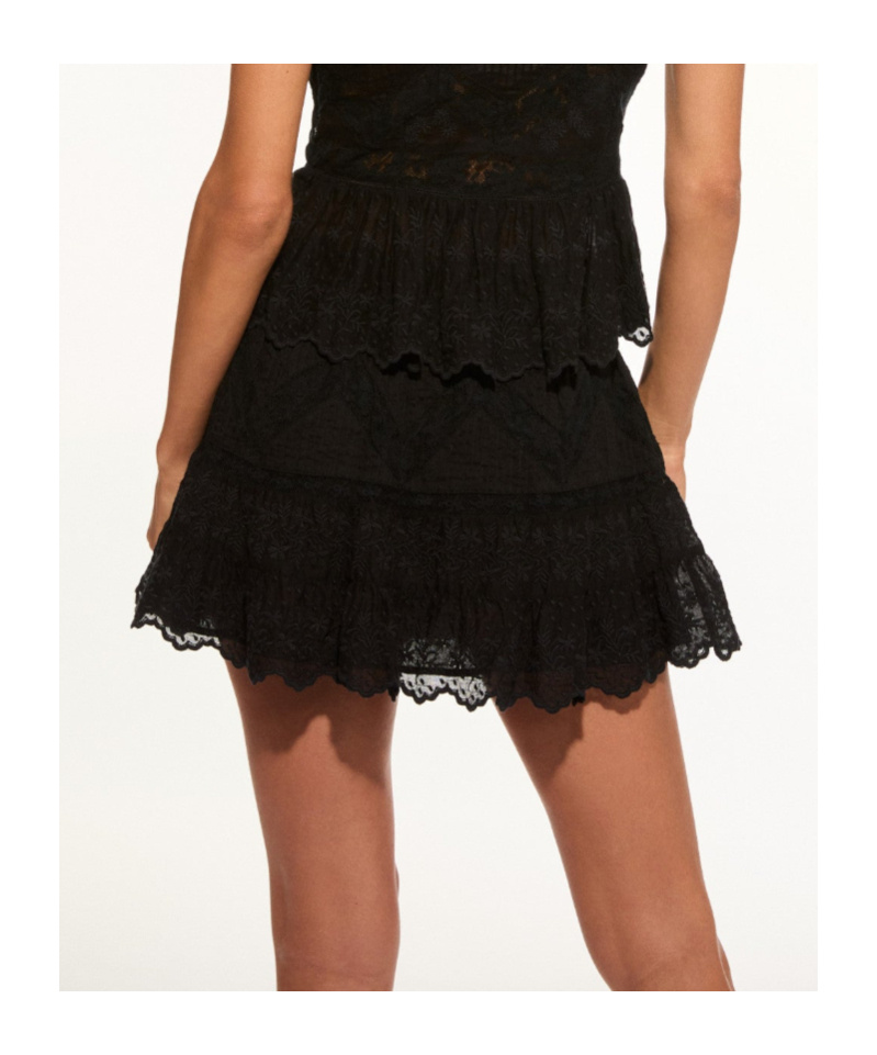 Loveshackfancy Nerina Cotton Lace Mini Skirt In Black