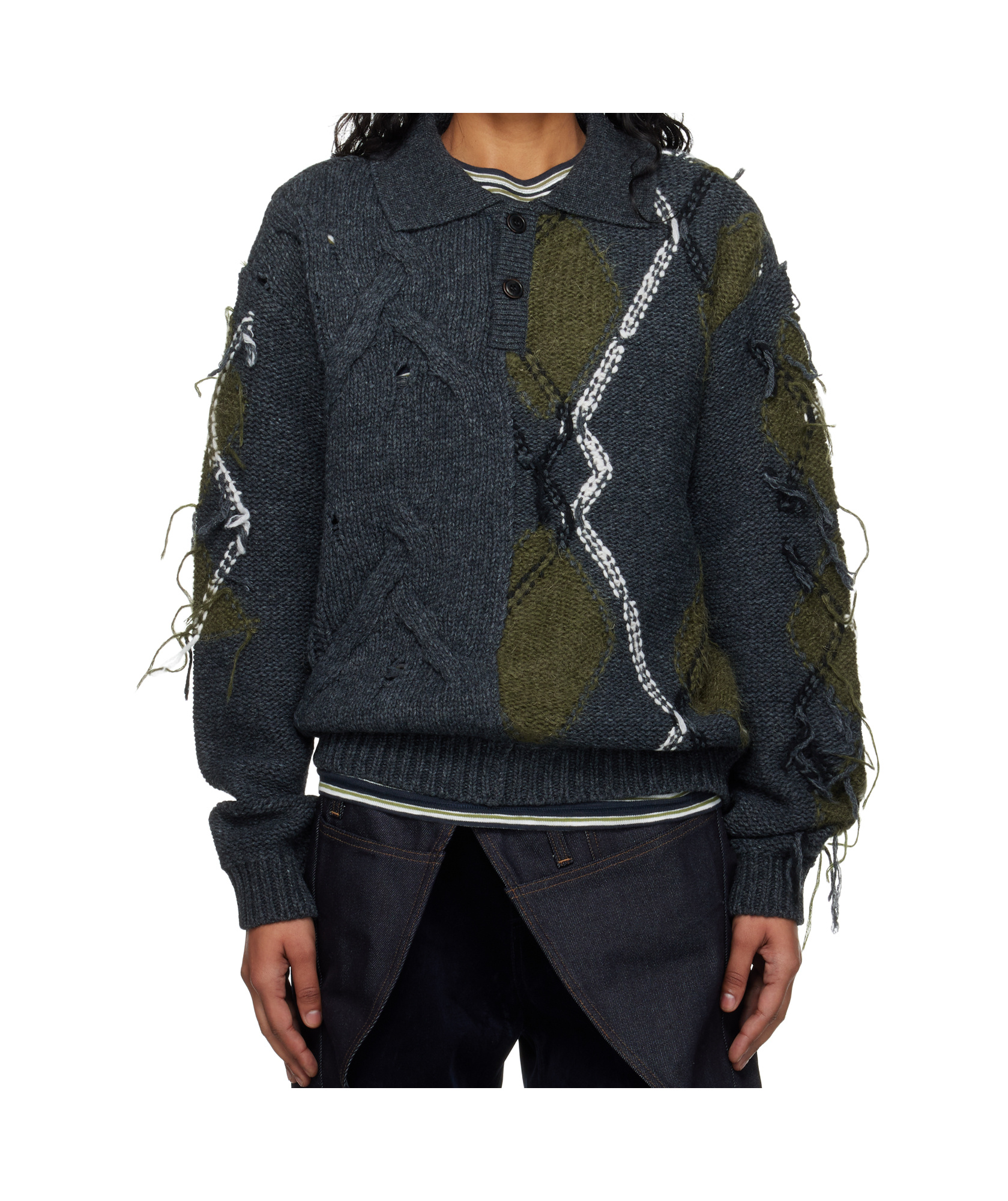 Andersson Bell Argyle Fisherman Sweater In Green