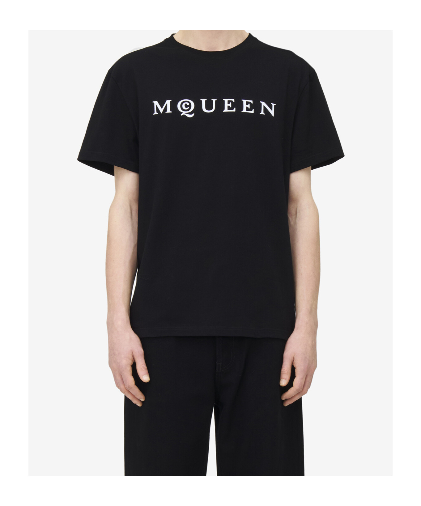 Alexander Mcqueen Logo Print Crewneck T-shirt In Black