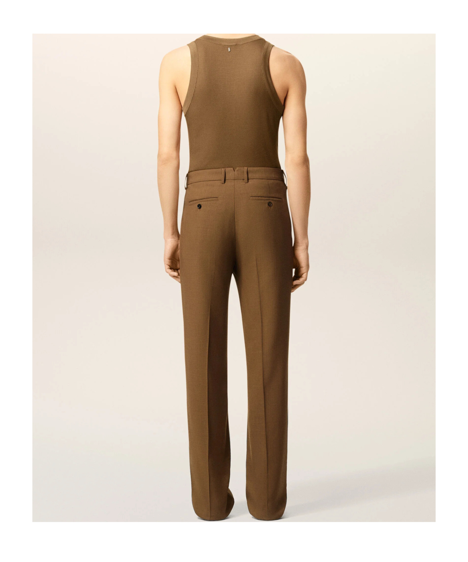 Ami Alexandre Mattiussi Brown Wool Straight Trousers Brown In Brown