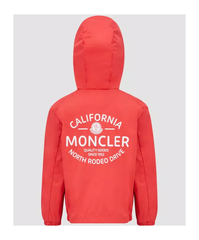 Moncler Enfant Logo Patch Hooded Zipped Jacket In Red