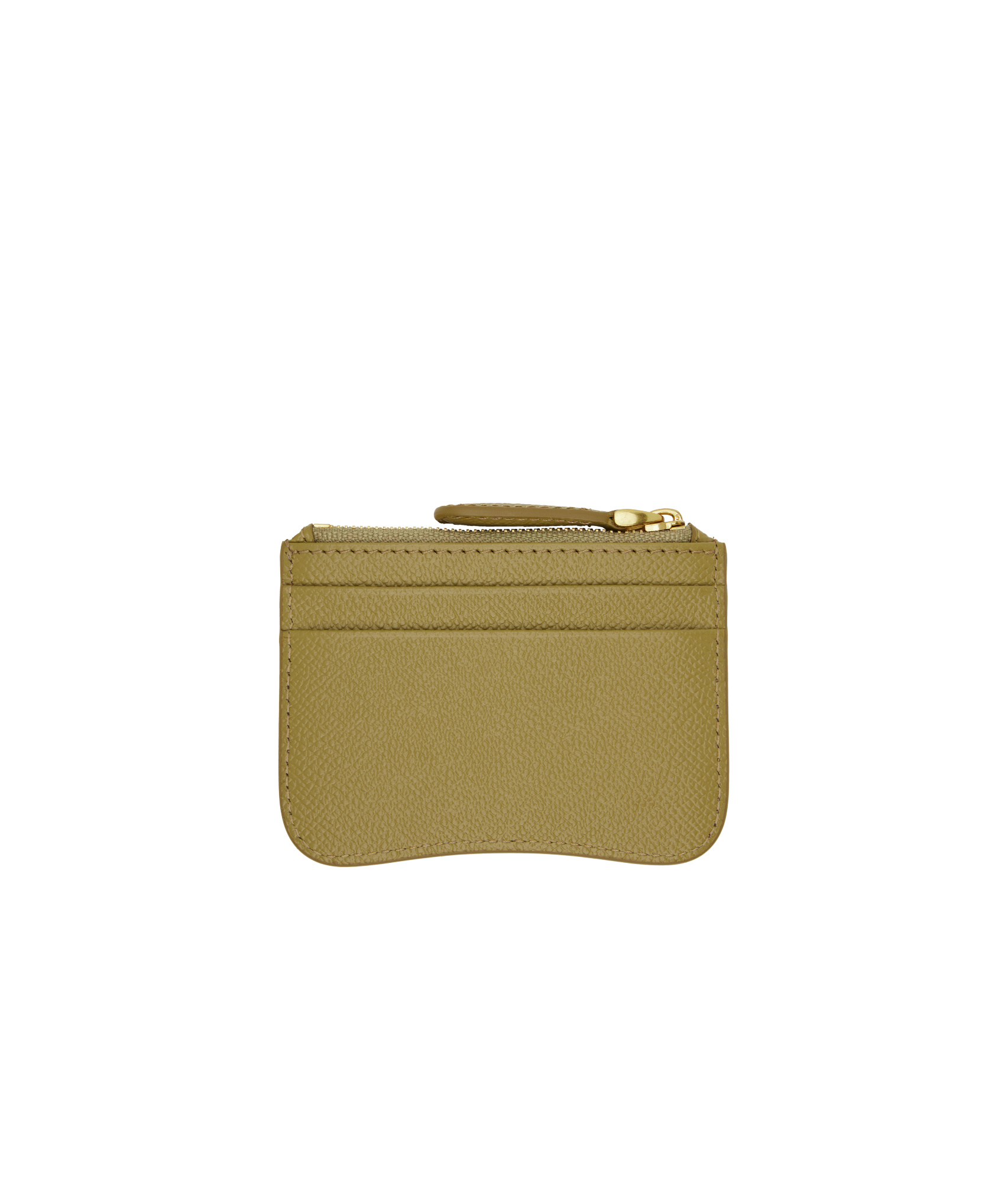 Ami Alexandre Mattiussi Khaki Leather Zipped Card Holder In Green