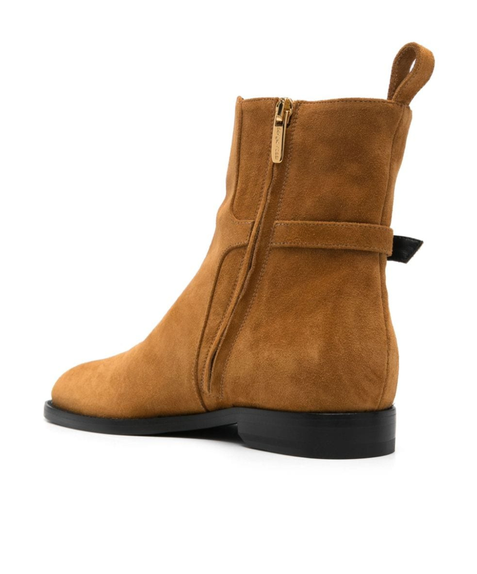 Sergio Rossi Ankle Boots In Calf Suede Material In Brown