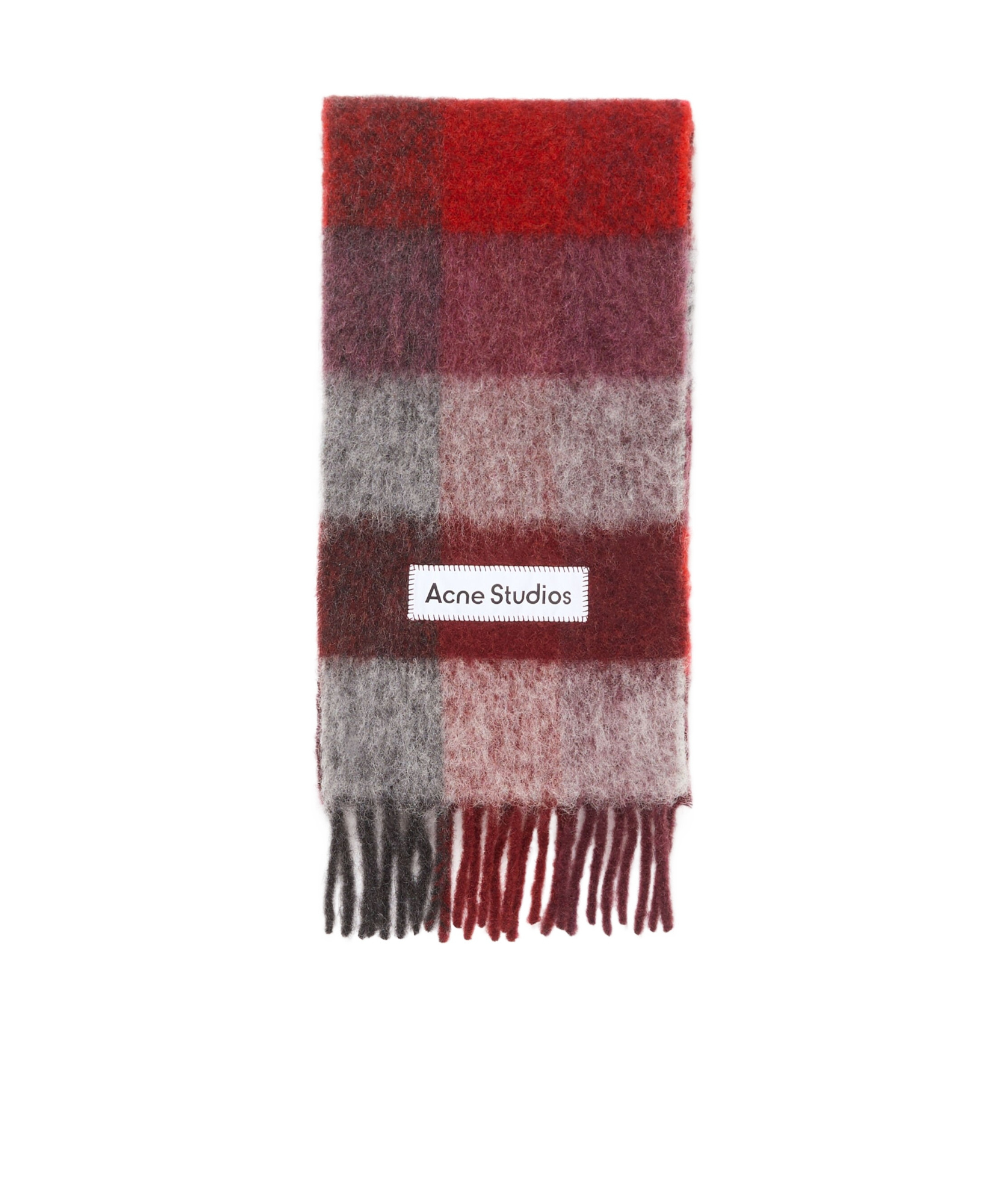 Acne Studios Cozy Multicolor Check Scarf For Cold Seasons In Red