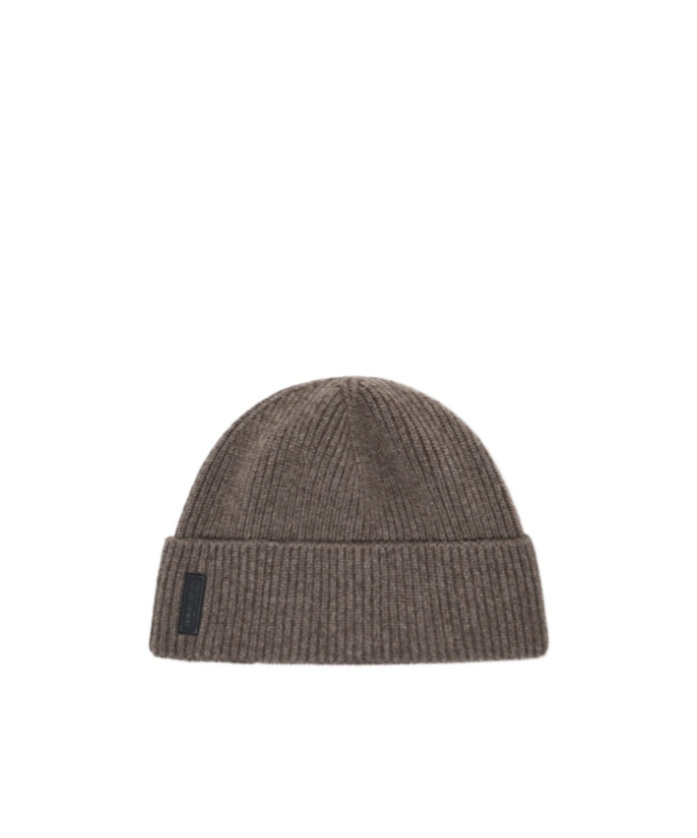 Giorgio Armani Ribbed Cashmere Beanie With Cuff In Brown